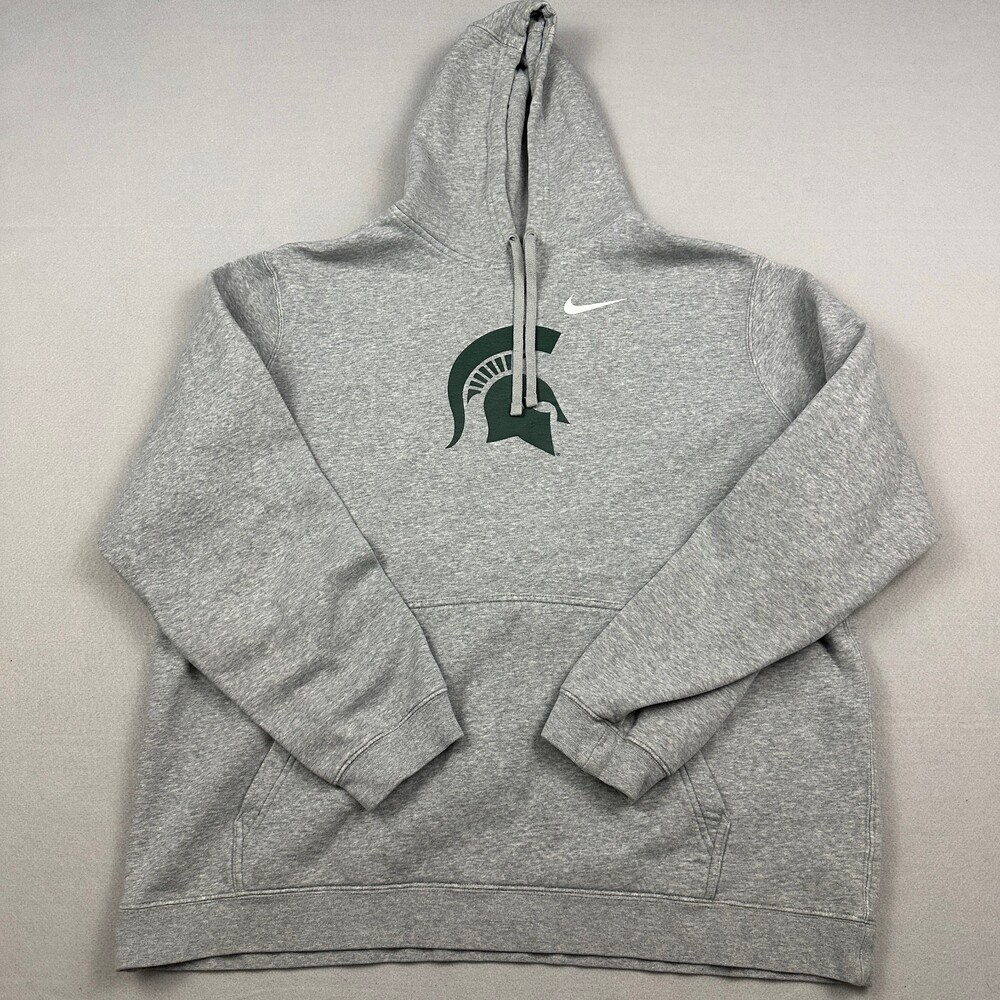Michigan State Spartans Hoodie Men 2XL Gray Nike Sweatshirt NCAA Swoosh XXL